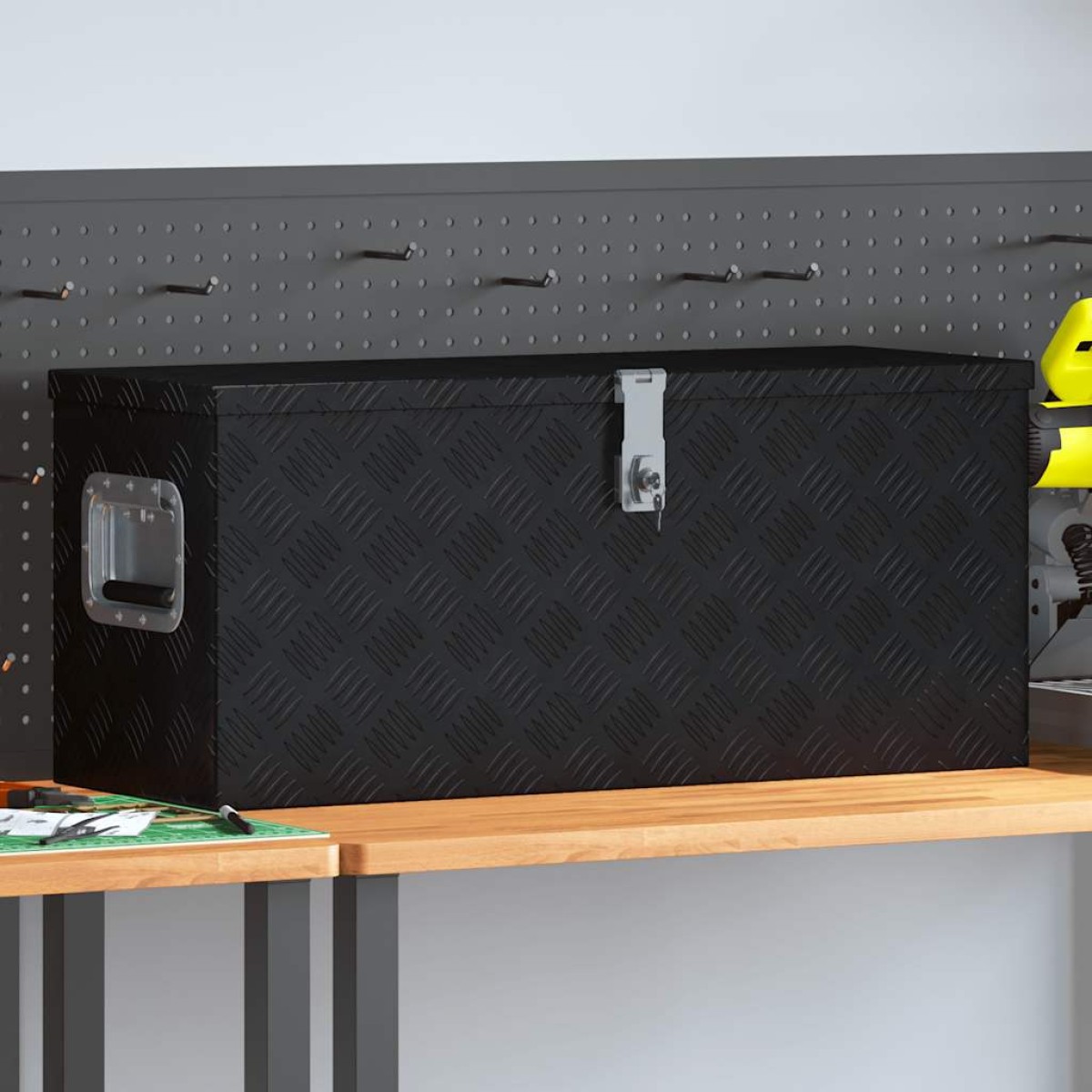 vidaXL Κουτί Αποθήκευσης Μαύρο 80 x 30 x 35 εκ. Αλουμινίου
