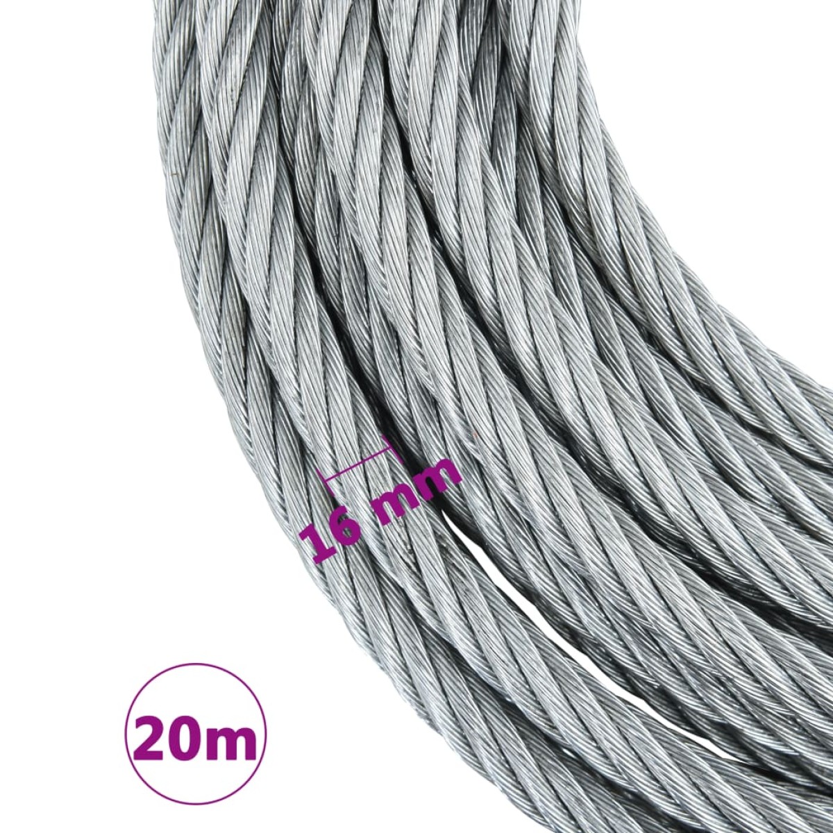 vidaXL Συρματόσχοινο 20 μ. 3200 κ.