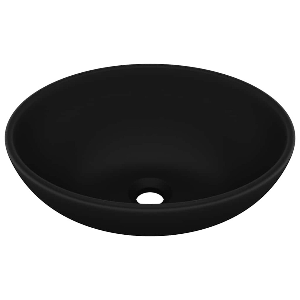 vidaXL Νιπτήρας Πολυτελής Οβάλ Μαύρο Ματ 40 x 33 εκ. Κεραμικός