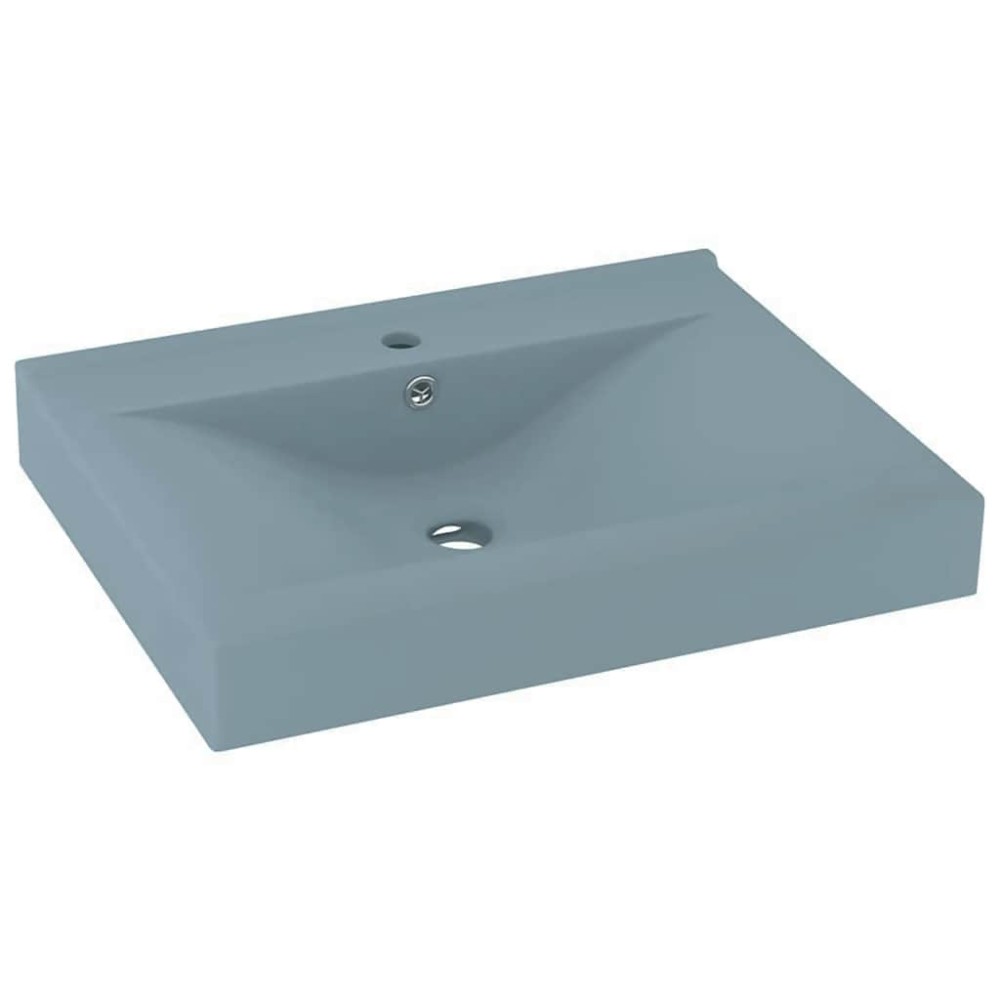vidaXL Νιπτήρας με Οπή Βρύσης Γαλάζιο Ματ 60 x 46 εκ. Κεραμικός