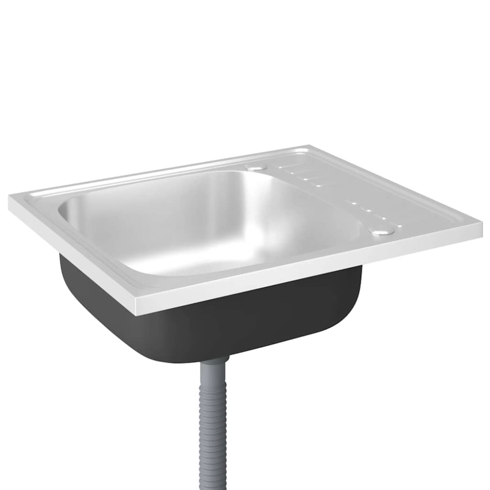 vidaXL Νεροχύτης + Ποδιά Σετ Ασημί 600x500x155 χιλ. Ανοξείδωτο Ατσάλι