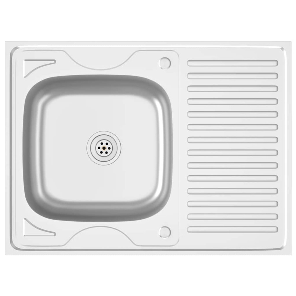 vidaXL Νεροχύτης + Ποδιά Σετ Ασημί 800x600x155 χιλ. Ανοξείδωτο Ατσάλι