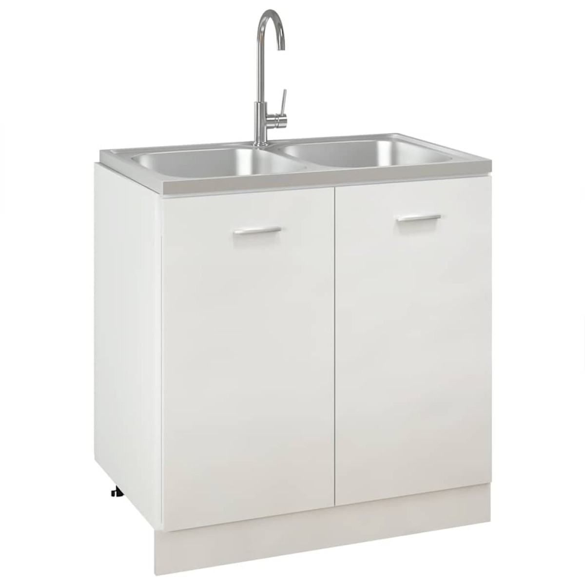 vidaXL Νεροχύτης Διπλή Γούρνα Ασημί 800x500x155 χιλ. Ανοξείδωτο Ατσάλι