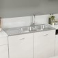 vidaXL Νεροχύτης Διπλή Γούρνα Ασημί 1200x500x155 χιλ. Ανοξείδ. Ατσάλι