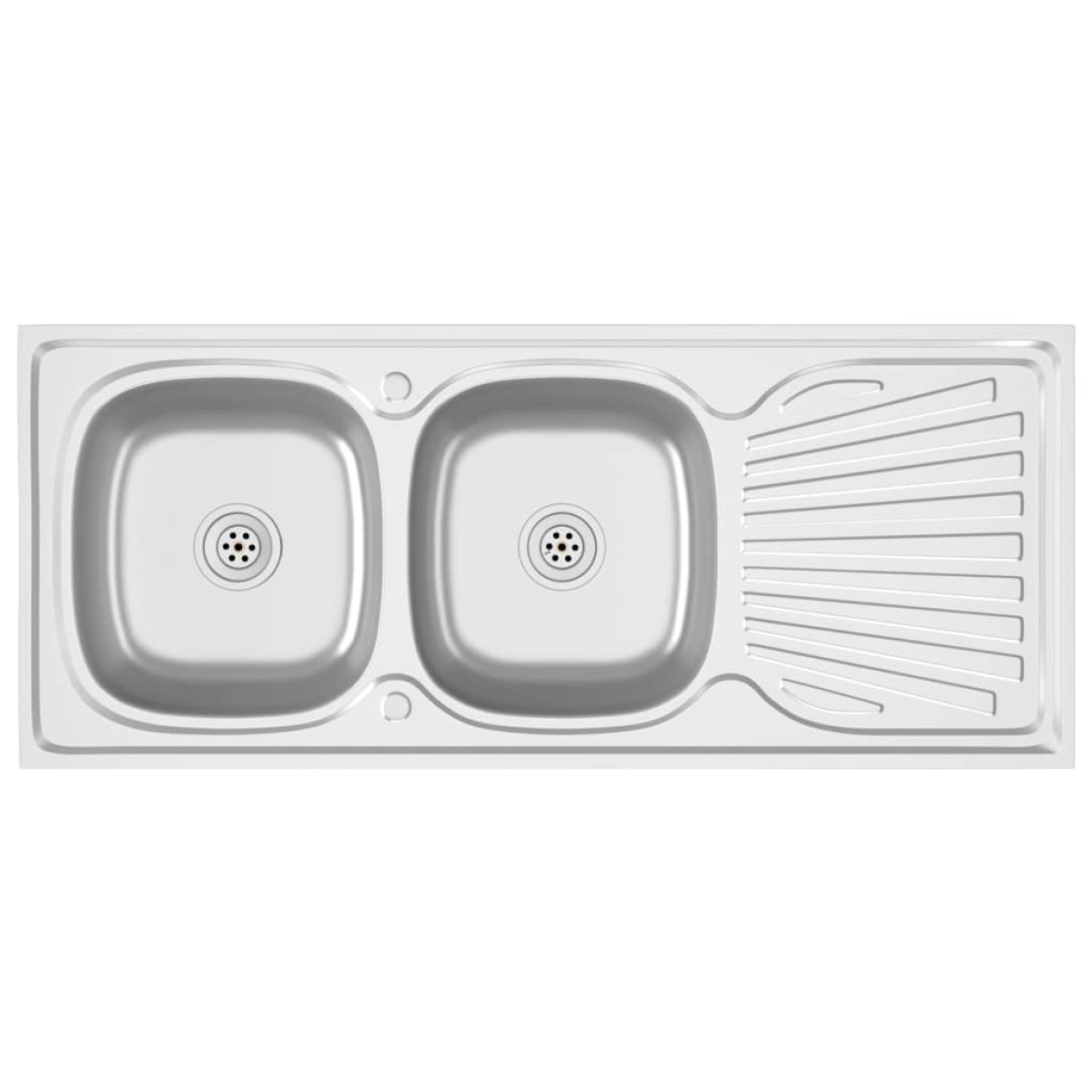 vidaXL Νεροχύτης Διπλή Γούρνα Ασημί 1200x600x155 χιλ. Ανοξείδ. Ατσάλι