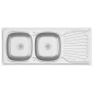 vidaXL Νεροχύτης Διπλή Γούρνα Ασημί 1200x600x155 χιλ. Ανοξείδ. Ατσάλι