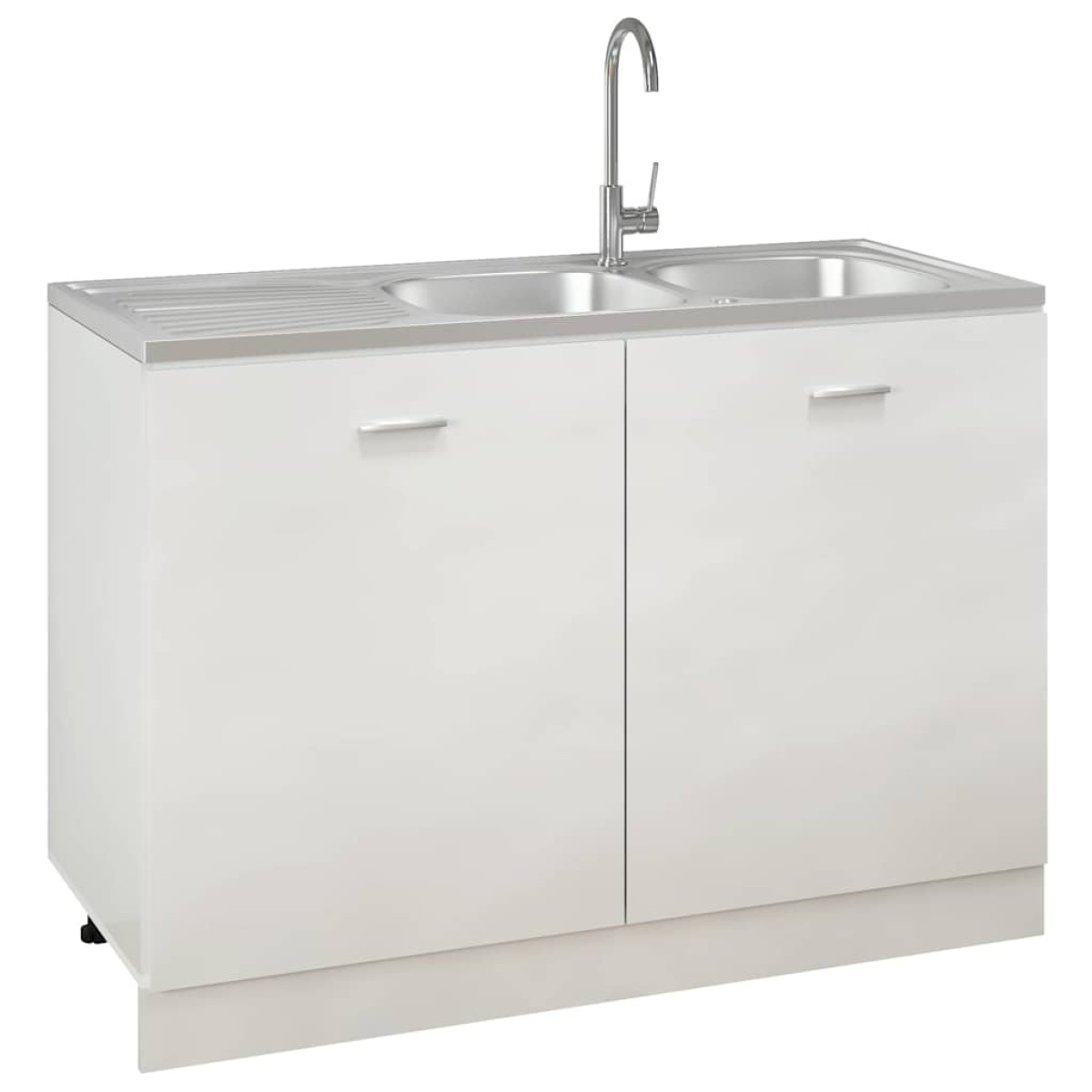 vidaXL Νεροχύτης Διπλή Γούρνα Ασημί 1200x600x155 χιλ. Ανοξείδ. Ατσάλι