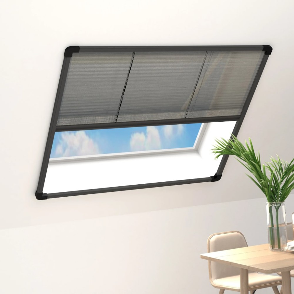 vidaXL Σήτα Παραθύρου Πλισέ Ανθρακί 120 x 120 εκ. από Αλουμίνιο