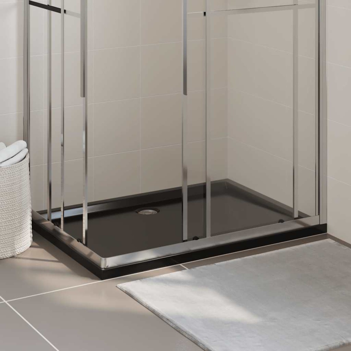 vidaXL Βάση Ντουζιέρας Ορθογώνια Μαύρη 80 x 120 εκ. από ABS