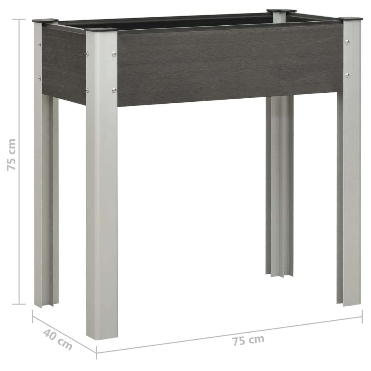 vidaXL Ζαρντινιέρα Υπερυψωμένη Γκρι 75 x 40 x 75 εκ. από WPC