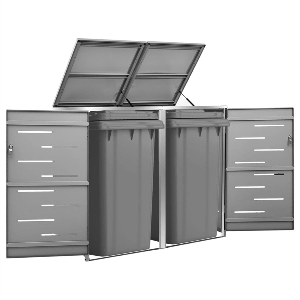 vidaXL Πλαίσιο Κάδου Απορρ. Διπλό με Ρόδες 138x77,5x115,5 εκ Αν. Ατσα.