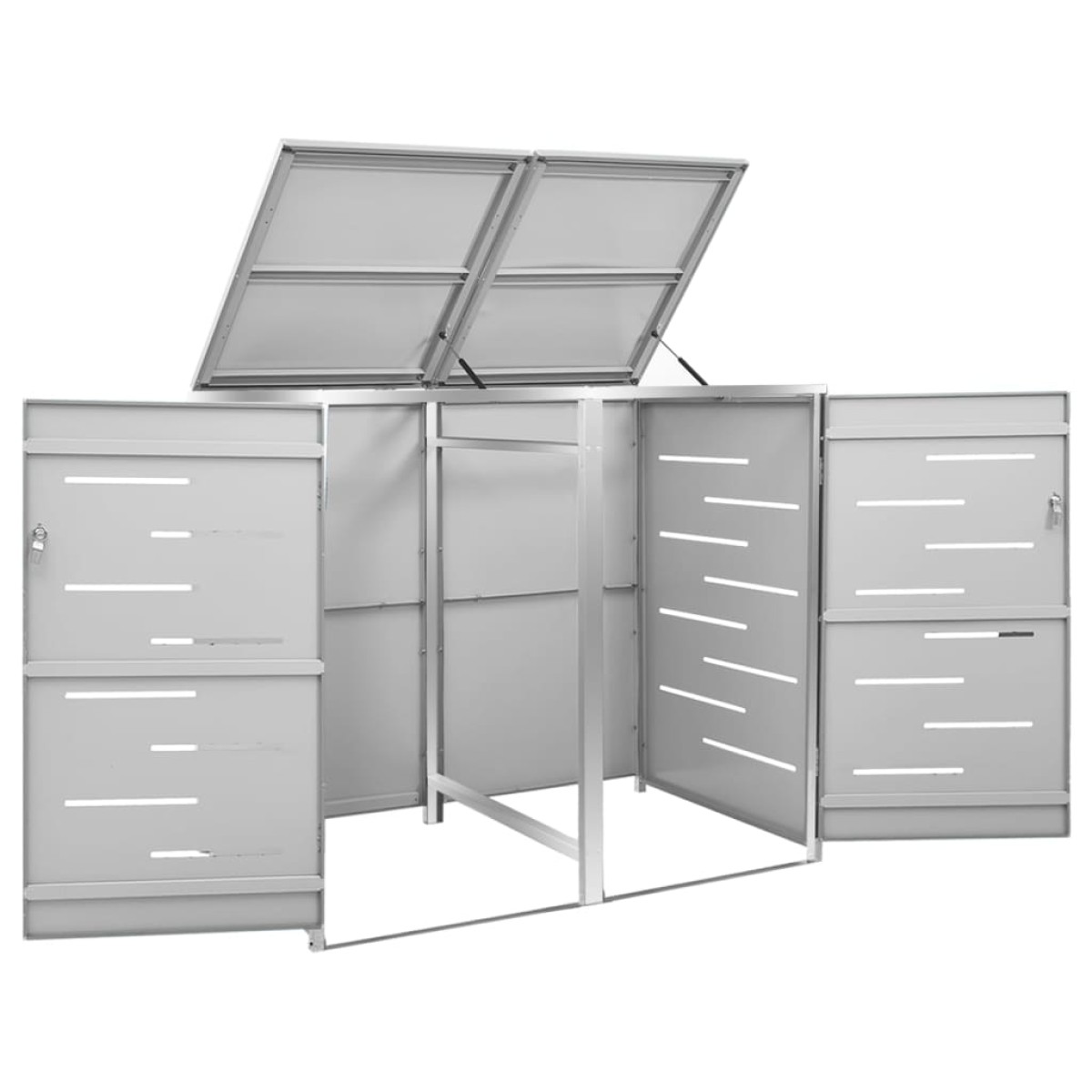 vidaXL Πλαίσιο Κάδων Απορρ. Διπλό με Ρόδες 138x77,5x115,5 εκ Αν. Ατσα.