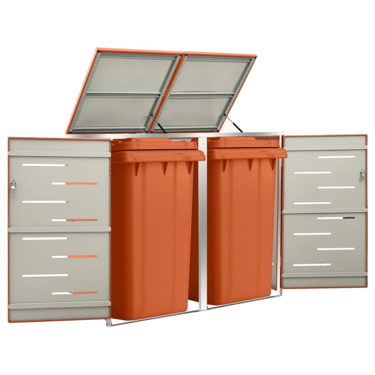 vidaXL Πλαίσιο Κάδων Απορρ. Διπλό με Ρόδες 138x77,5x115,5 εκ Αν. Ατσα.