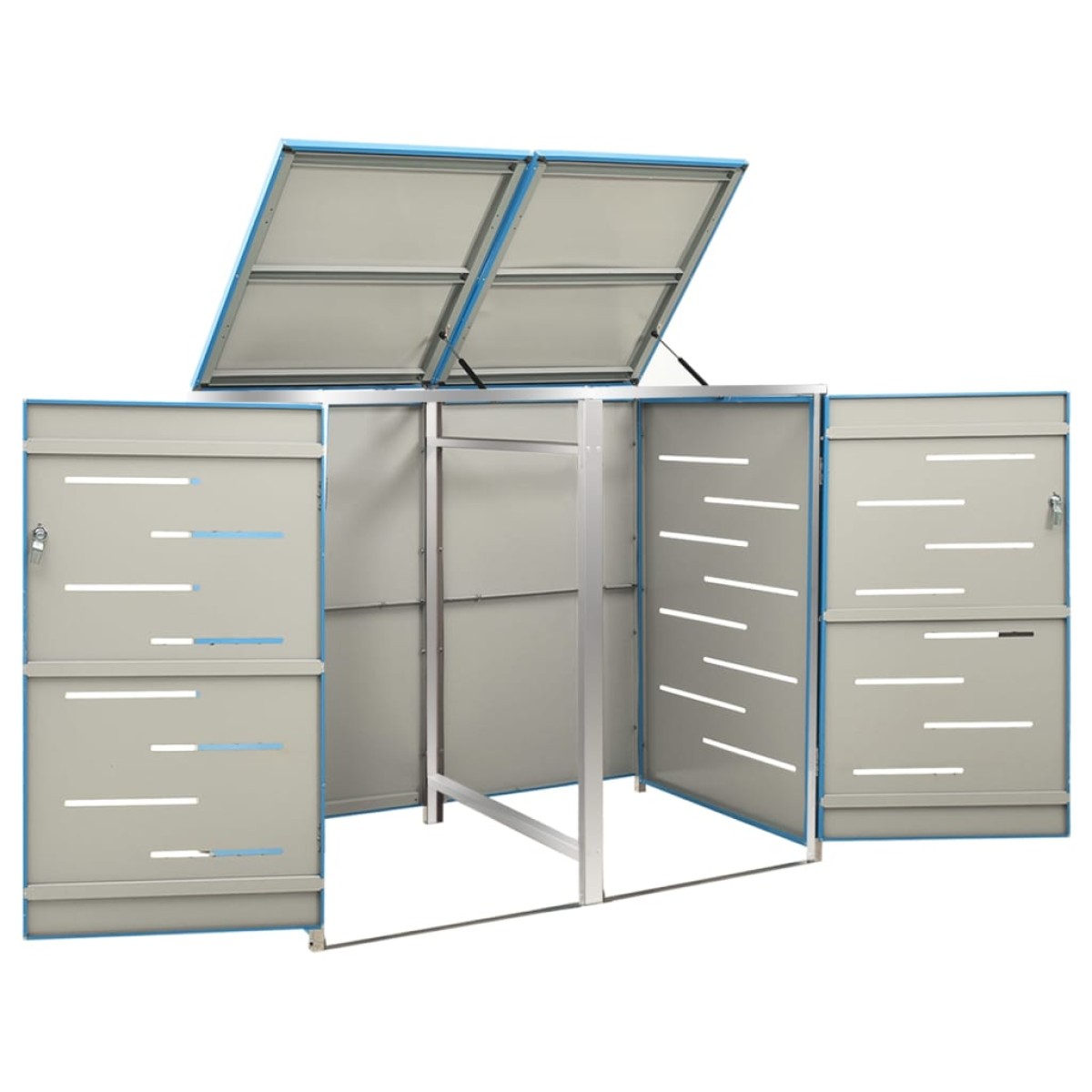 vidaXL Πλαίσιο Κάδων Απορρ. Διπλό με Ρόδες 138x77,5x115,5 εκ Αν. Ατσά.