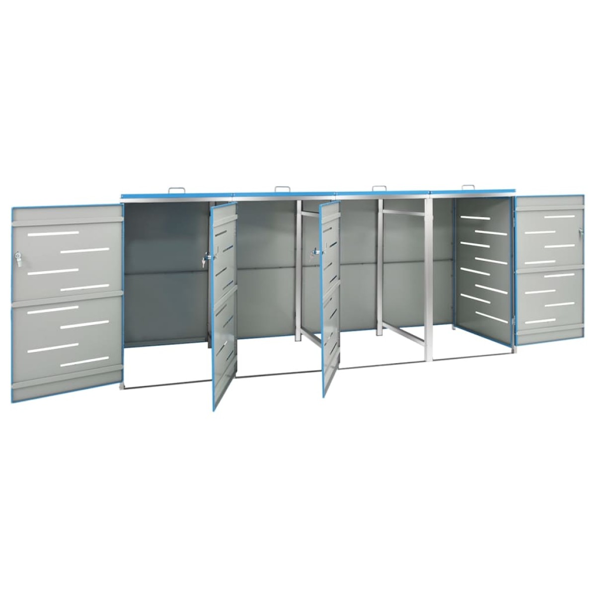 vidaXL Πλαίσιο Κάδων Απορρ. Τετραπλό Ρόδες 276,5x77,5x115,5εκ Αν. Ατσ.