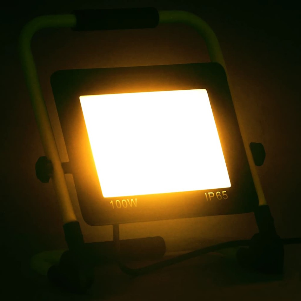 vidaXL Προβολέας LED με Λαβή Θερμό Λευκό 100 W