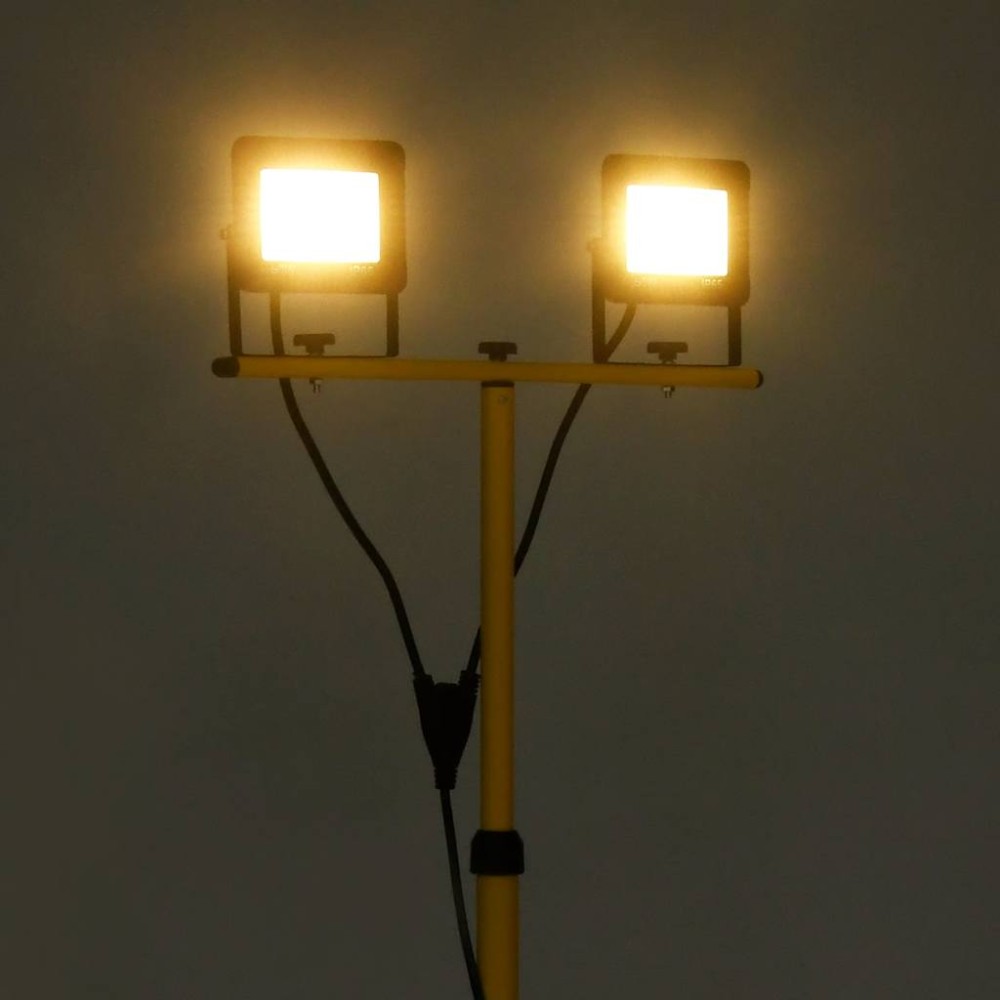 vidaXL Προβολέας LED με Τρίποδο Θερμό Λευκό 2 x 50 W