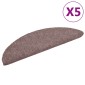 vidaXL Πατάκια Σκάλας Αυτοκόλλητα 5 τεμ. Καφέ 56x17x3 εκ. Βελονιασμένα
