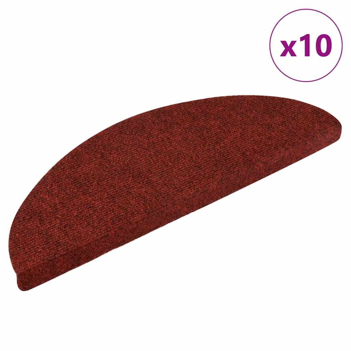vidaXL Πατάκια Σκάλας Αυτοκόλ. 10 τεμ. Κόκκινα 56x17x3 εκ Βελονιασμένα