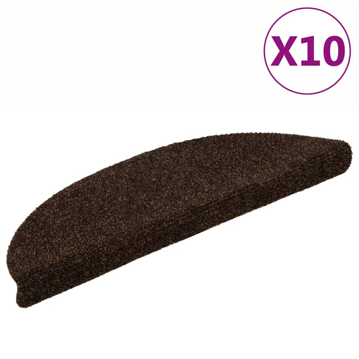 vidaXL Πατάκια Σκάλας Αυτοκόλλητα 10 τεμ. Καφέ 56x17x3 εκ Βελονιασμένα