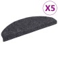vidaXL Πατάκια Σκάλας Αυτοκόλ. 5 τεμ. Σκ. Γκρι 65x21x4 εκ Βελονιασμένα