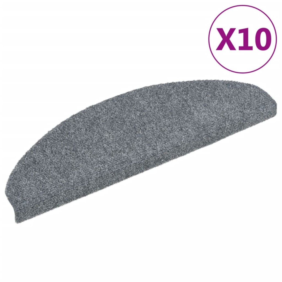 vidaXL Πατάκια Σκάλας Αυτοκόλ. 10 τεμ Αν. Γκρι 65x21x4 εκ Βελονιασμένα