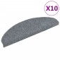 vidaXL Πατάκια Σκάλας Αυτοκόλ. 10 τεμ Αν. Γκρι 65x21x4 εκ Βελονιασμένα