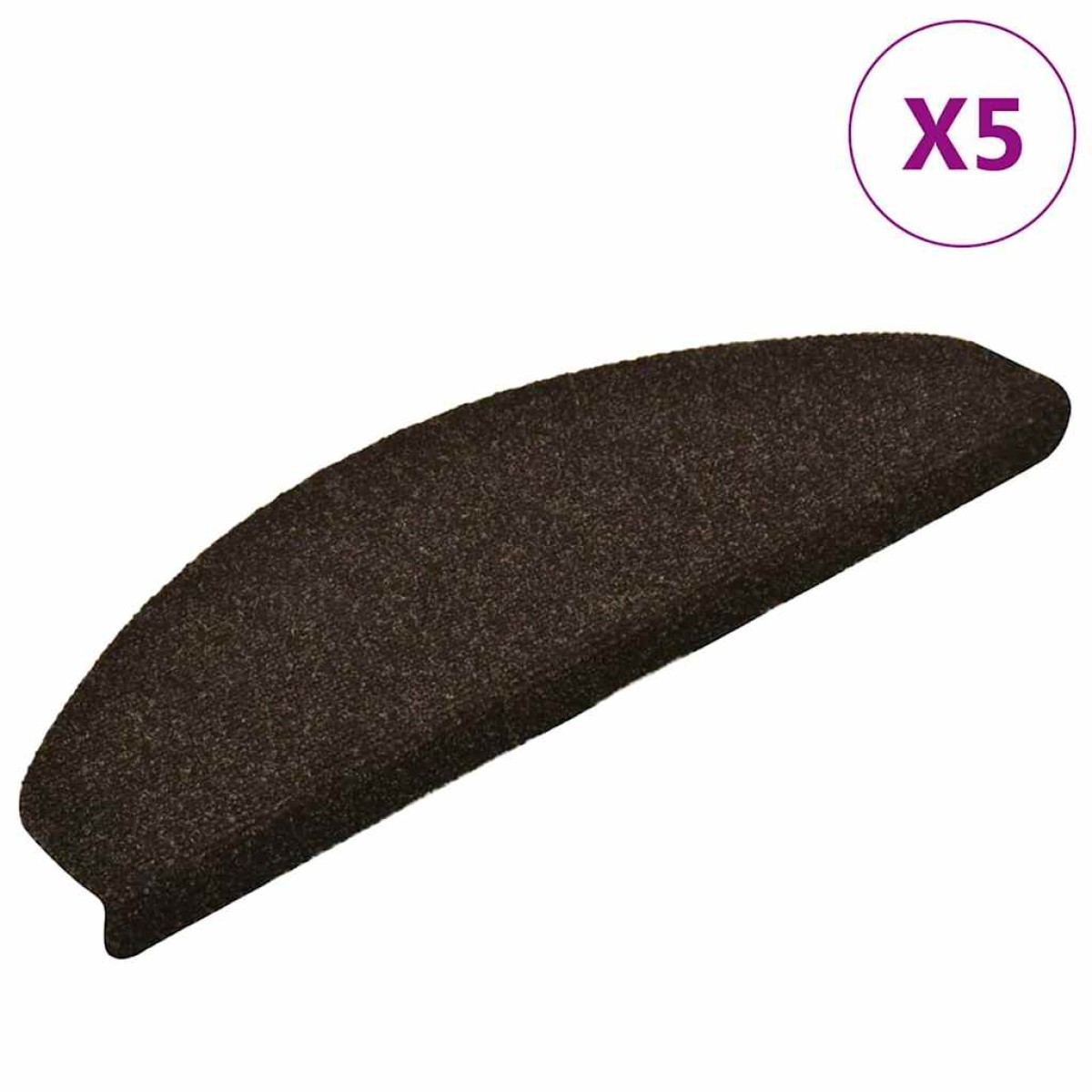 vidaXL Πατάκια Σκάλας Αυτοκόλ. 5 τεμ Σκ. Καφέ 65x21x4 εκ Βελονιασμένα