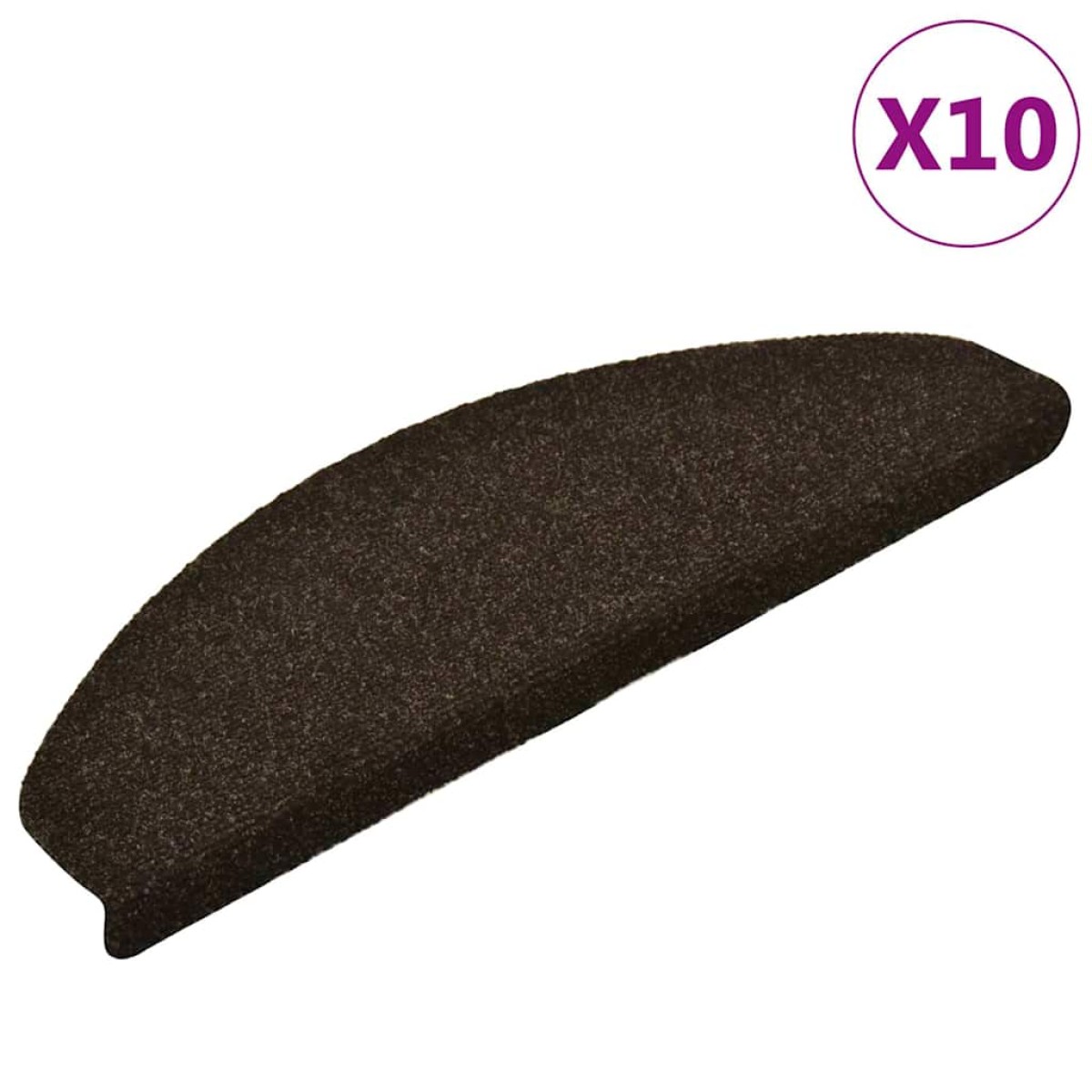 vidaXL Πατάκια Σκάλας Αυτοκόλ. 10 τεμ Σκ. Καφέ 65x21x4 εκ Βελονιασμένα
