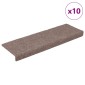 vidaXL Πατάκια Σκάλας 10 τεμ. Καφέ 65x21x4 εκ. Βελονιασμένα