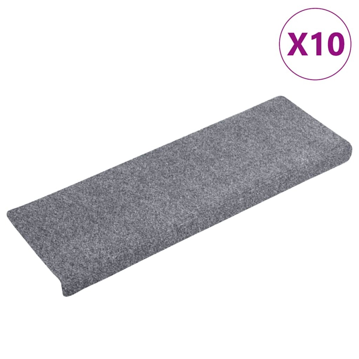 vidaXL Πατάκια Σκάλας 10 τεμ. Ανοιχτό Γκρι 65x21x4 εκ. Βελονιασμένα