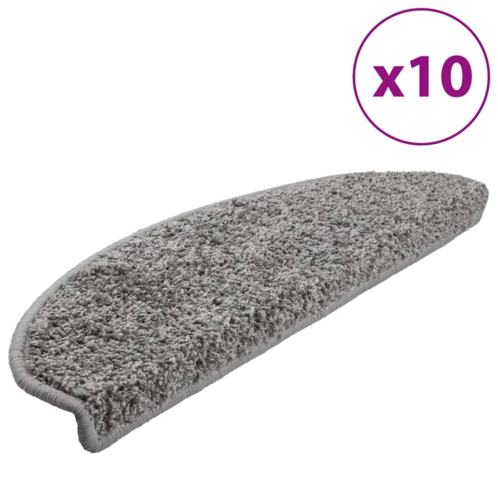 vidaXL Πατάκια Σκαλιών 10 τεμ. Γκρι Ημίστρογγυλά Μεγάλα 65x21x4 εκ.