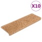 vidaXL Πατάκια Σκάλας 10 τεμ. Μπεζ 65 x 21 x 4 εκ.