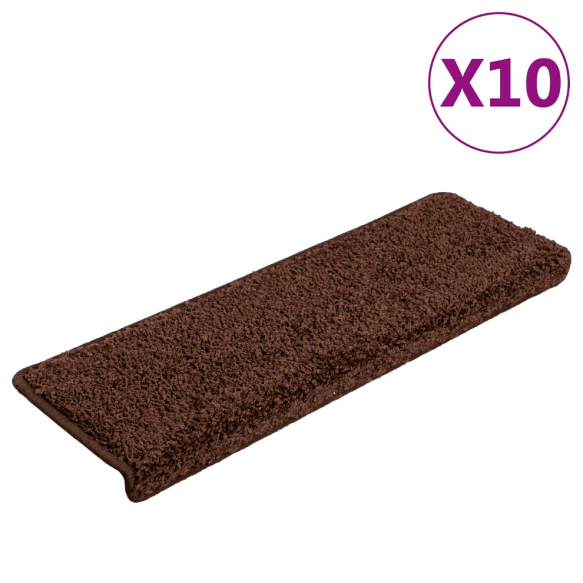 vidaXL Πατάκια Σκάλας 10 τεμ. Καφέ 65x21x4 εκ.