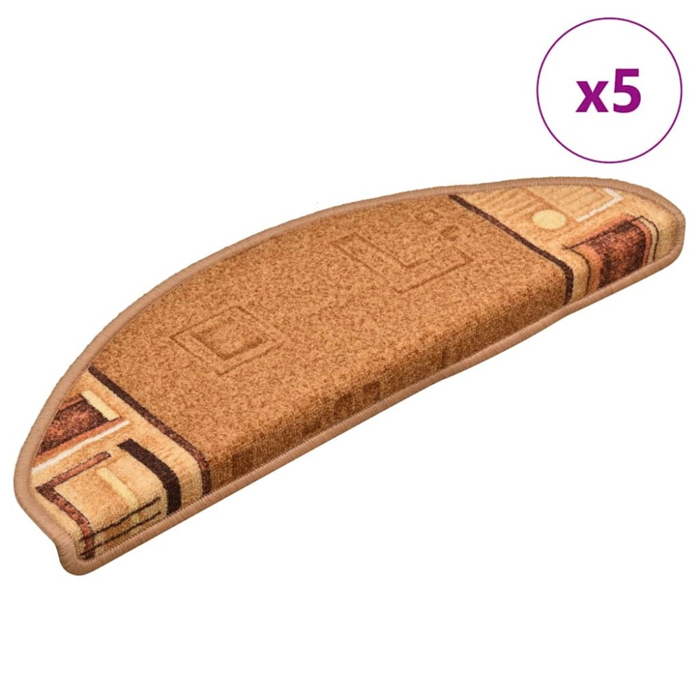 vidaXL Πατάκια Σκάλας Αυτοκόλλητα 5 τεμ. Μπεζ 65x21x4 εκ.