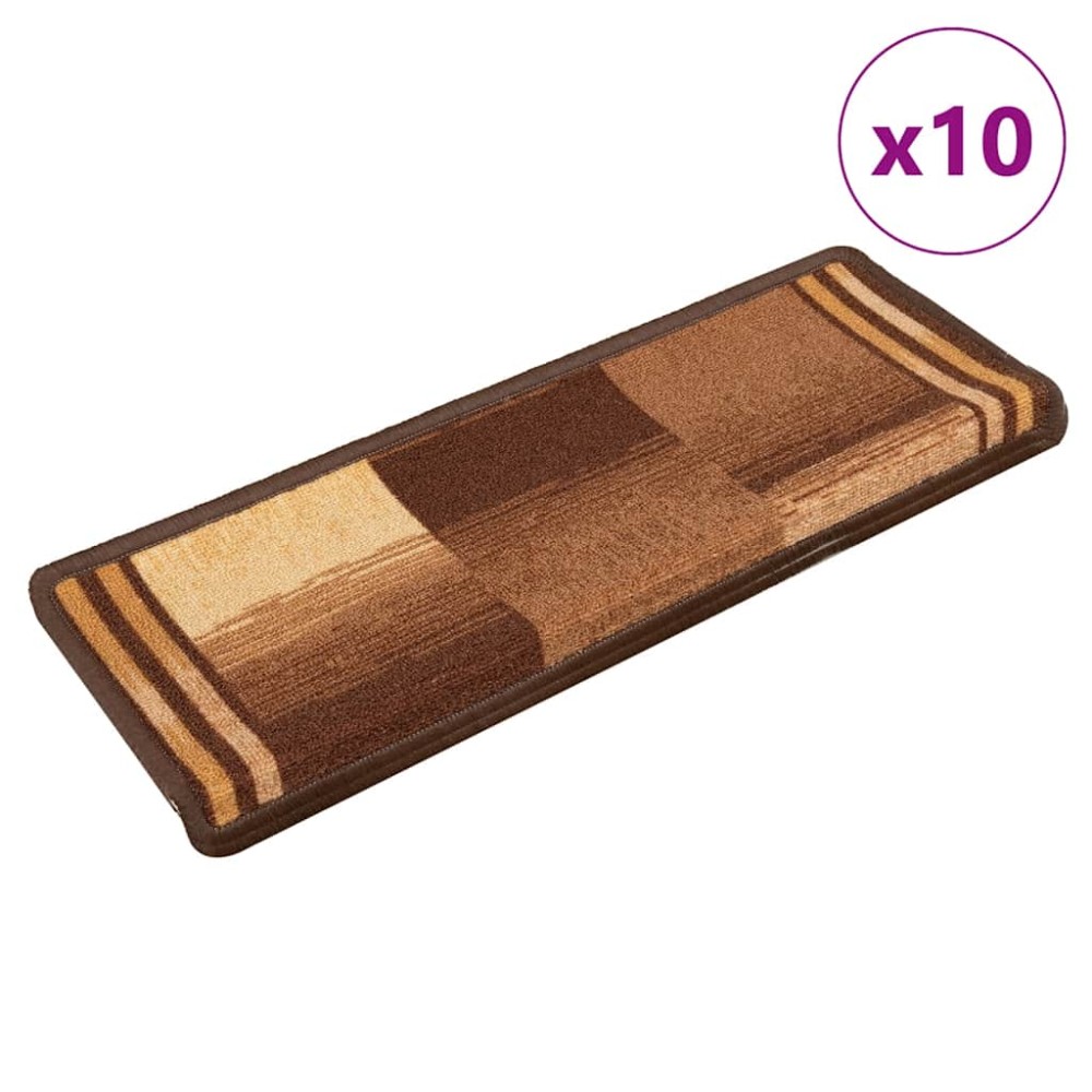 vidaXL Πατάκια Σκάλας Αυτοκόλλητα 10 τεμ. Καφέ 65x21x4 εκ.