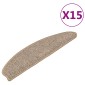 vidaXL Πατάκια Σκάλας Μοκέτα 15 τεμ. Γκρι / Καφέ 65 x 21 x 4 εκ.
