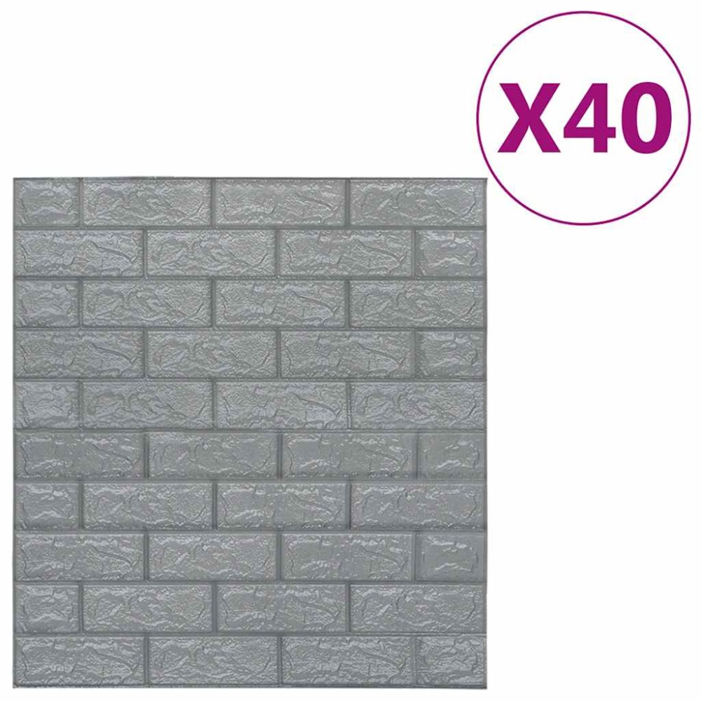 vidaXL 3D Τούβλα Ταπετσαρίας Αυτοκόλλητα Ανθρακί 40 τεμ.