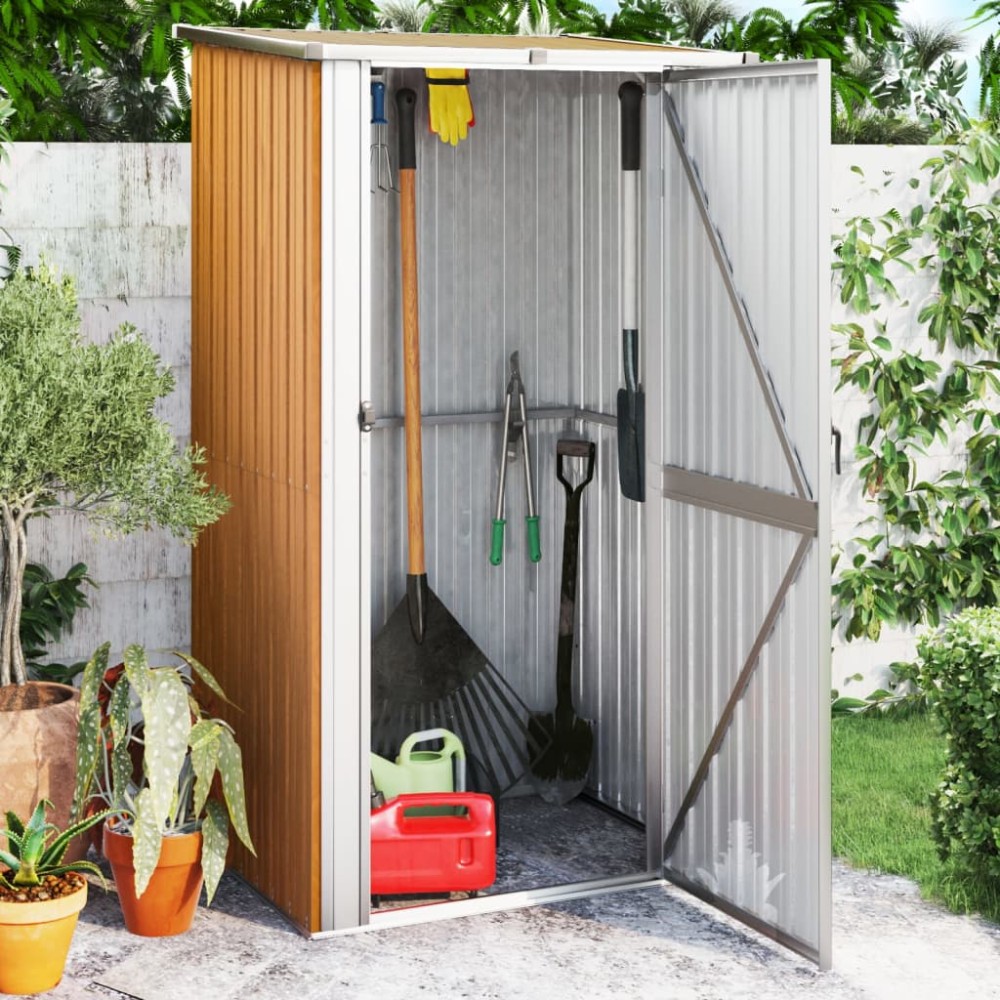 vidaXL Αποθήκη Κήπου Καφέ 118,5 x 97 x 209,5 εκ. από Γαλβανισμένο Ατσάλι