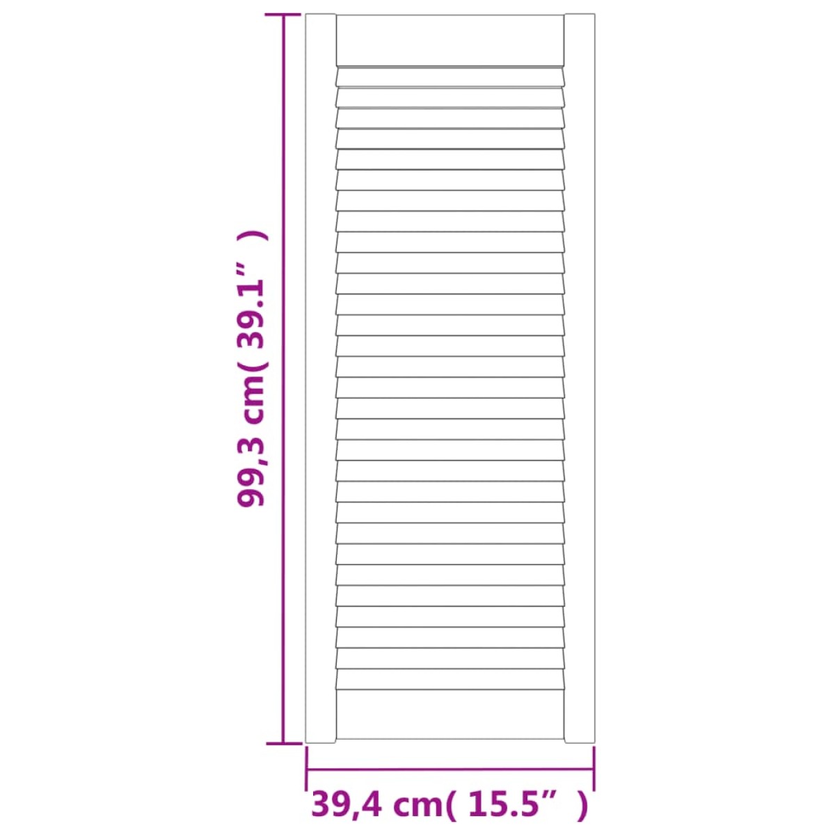 vidaXL Πορτάκια με Περσίδες 2 τεμ Λευκά 99,3x39,4 εκ Μασίφ Ξύλο Πεύκου