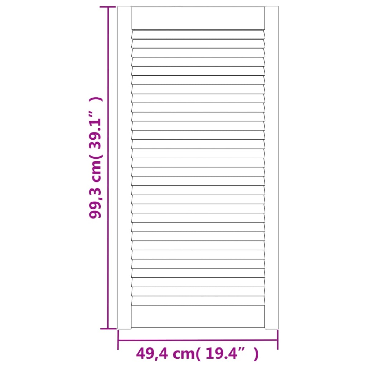 vidaXL Πορτάκι με Περσίδες Λευκό 99,3 x 49,4 εκ. από Μασίφ Ξύλο Πεύκου