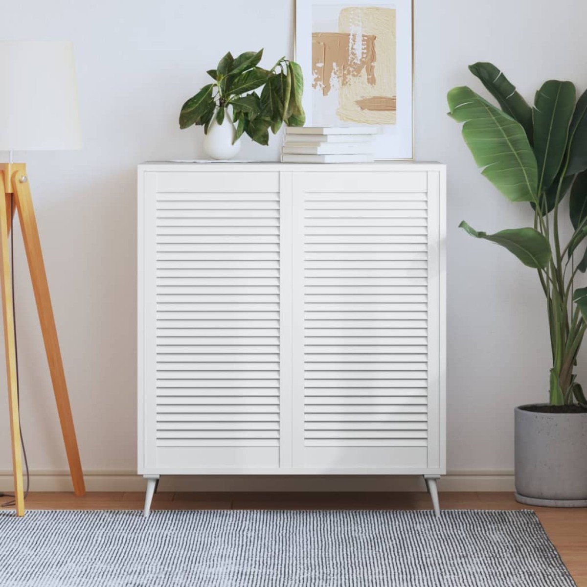 vidaXL Πορτάκια με Περσίδες 2 τεμ Λευκά 99,3x49,4 εκ Μασίφ Ξύλο Πεύκου