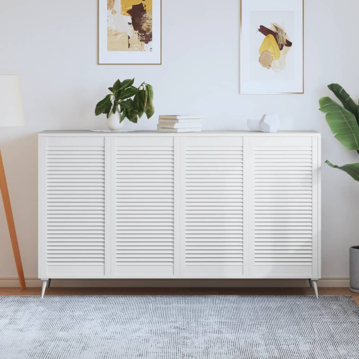 vidaXL Πορτάκια με Περσίδες 4 τεμ Λευκά 99,3x49,4 εκ Μασίφ Ξύλο Πεύκου