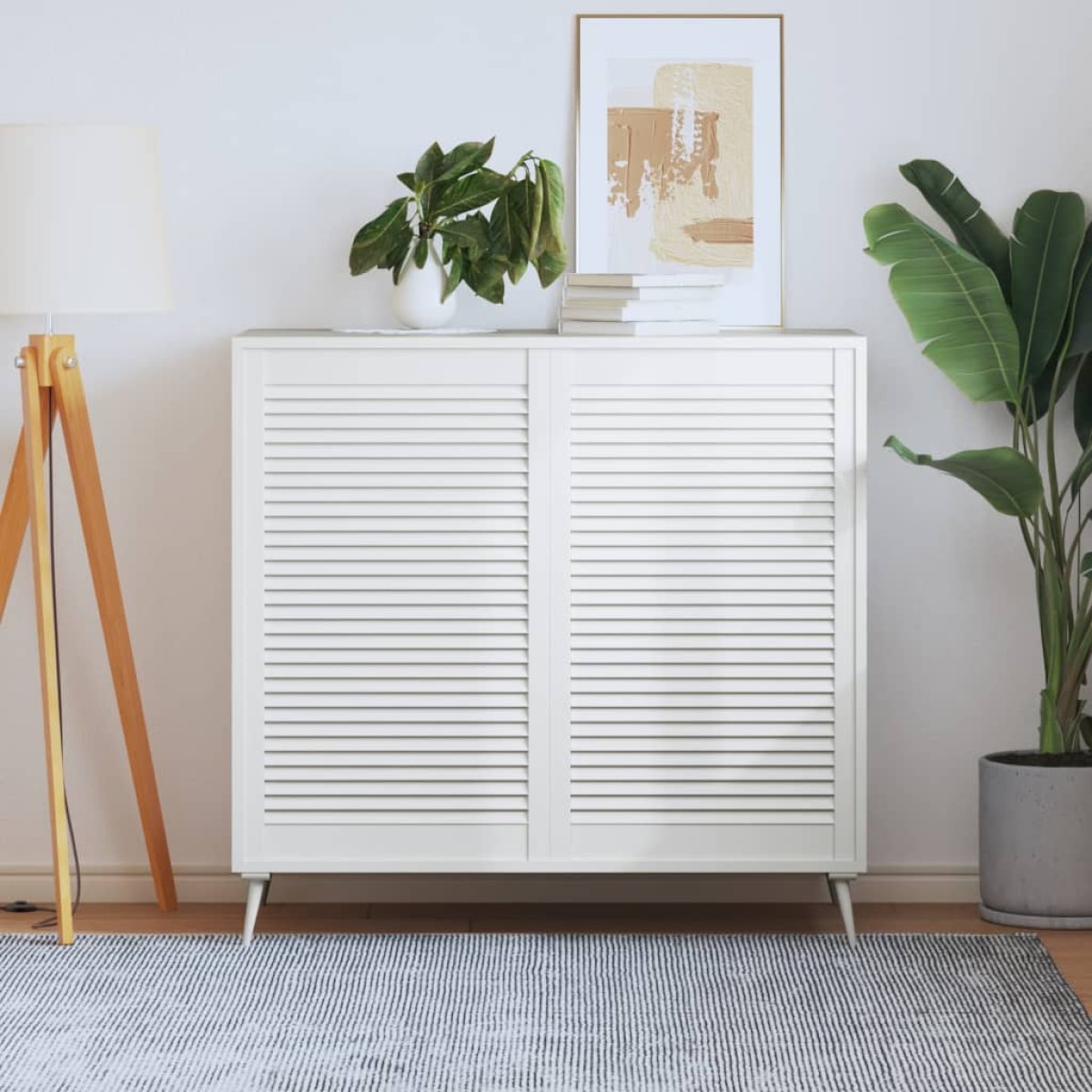 vidaXL Πορτάκια με Περσίδες 2 τεμ Λευκά 99,3x59,4 εκ Μασίφ Ξύλο Πεύκου