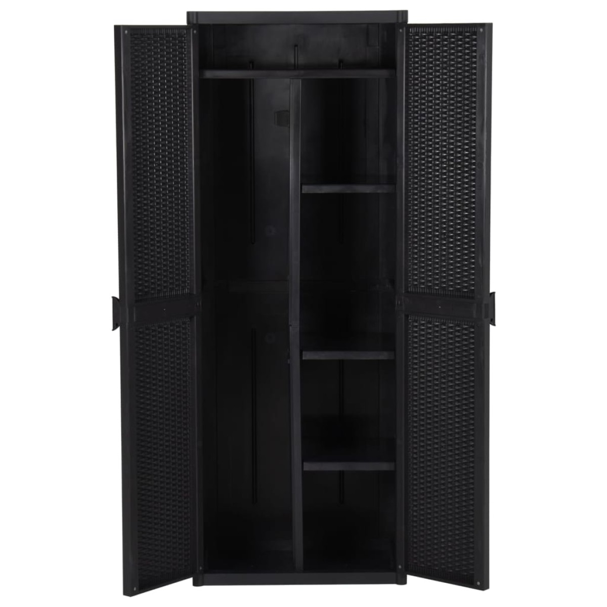 vidaXL Ντουλάπι Αποθήκευσης Κήπου Μαύρο 65x45x172 εκ. από Ρατάν PP