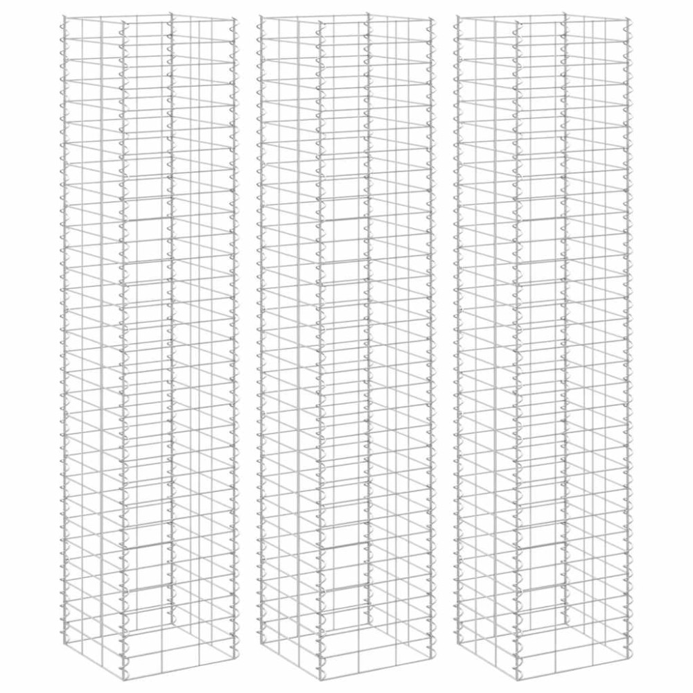 vidaXL Συρματοκιβώτια-Γλάστρες Υπερυψ. 3 τεμ. 30x30x150εκ. Σιδερένιες