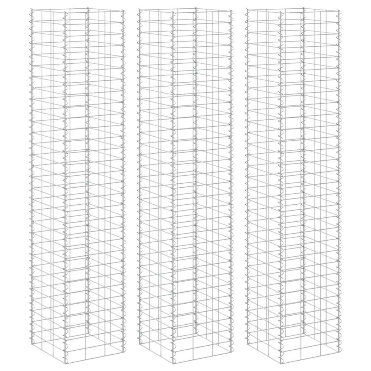 vidaXL Συρματοκιβώτια-Γλάστρες Υπερυψ. 3 τεμ. 30x30x200εκ. Σιδερένιες