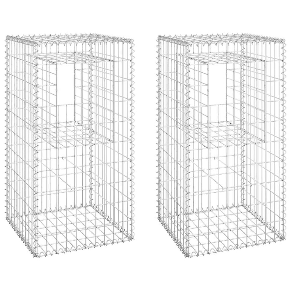 vidaXL Συρματοκιβώτια Στύλοι 2 τεμ. 50 x 50 x 100 εκ. Σιδερένιοι