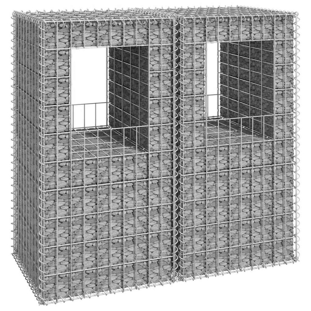 vidaXL Συρματοκιβώτια Στύλοι 2 τεμ. 50 x 50 x 100 εκ. Σιδερένιοι