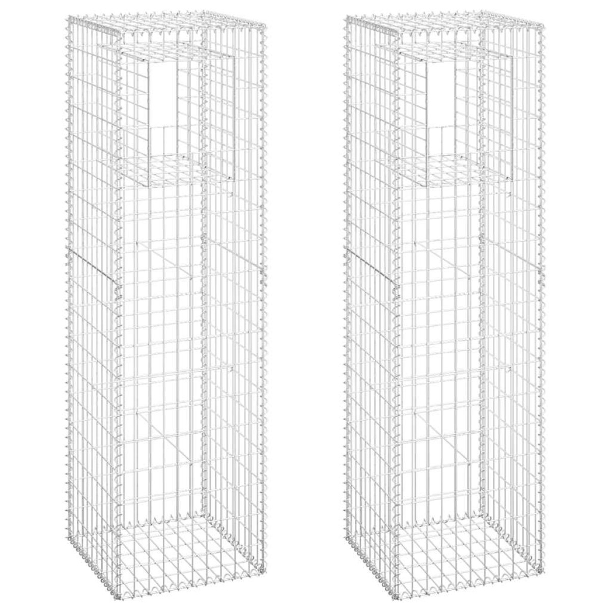 vidaXL Συρματοκιβώτια Στύλοι 2 τεμ. 50 x 50 x 180 εκ. Σιδερένιοι